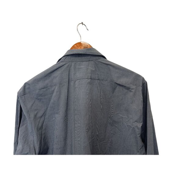 John Varvatos Dress Shirt Button-up Blue Grey Small Tartan Size 15.5 Slim - Picture 4 of 5